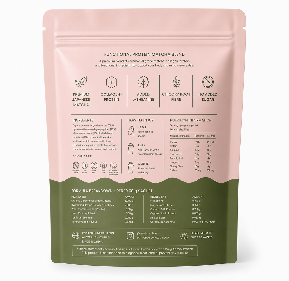 Matcha Form Daily Protein & Wellbeing Blend - Monthly Supply